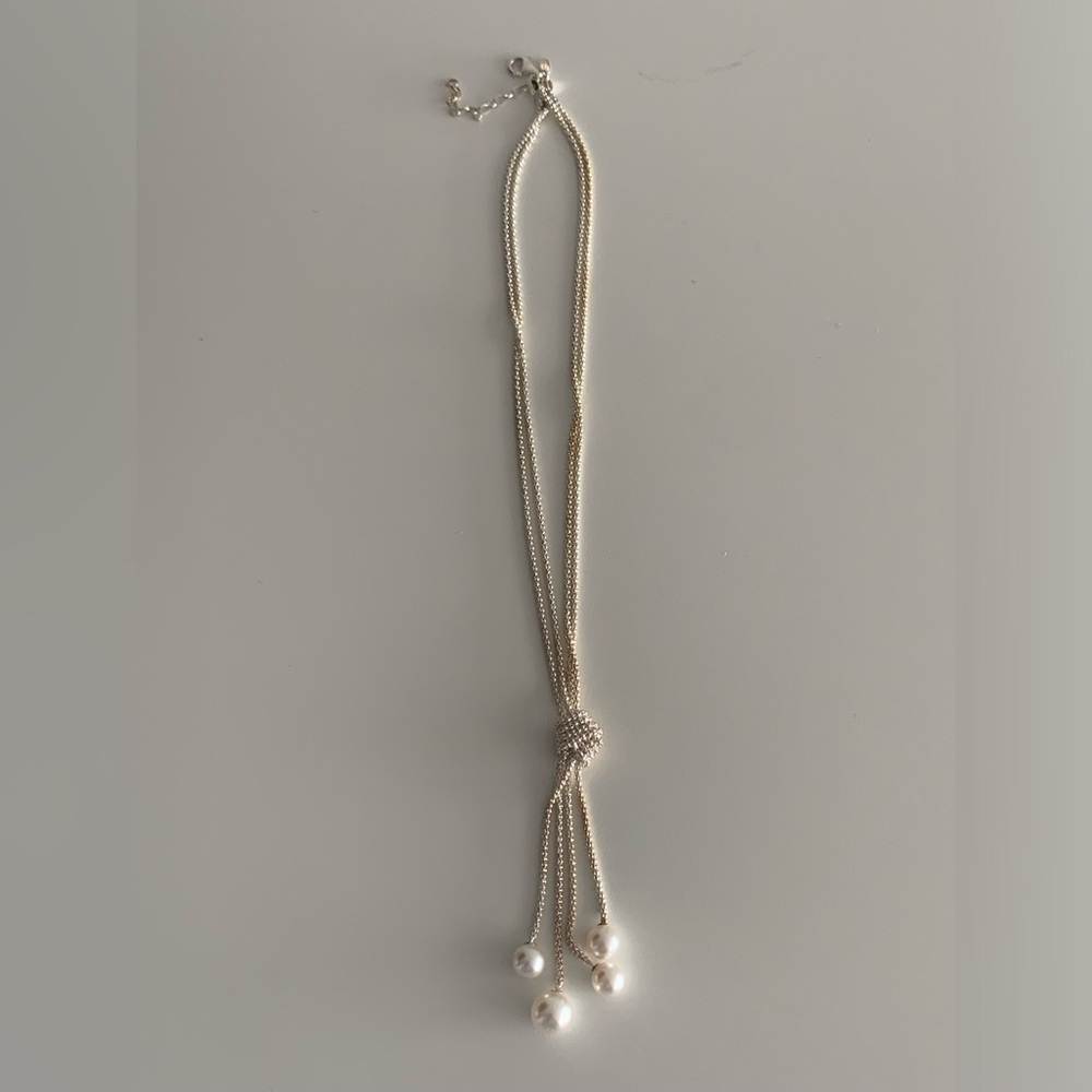 Faux Pearl Silver Necklace